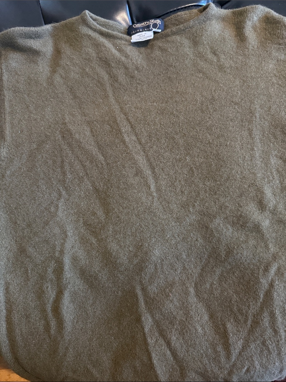 Country Shop Cashmere Olive Green Cashmere Crewneck Sweater